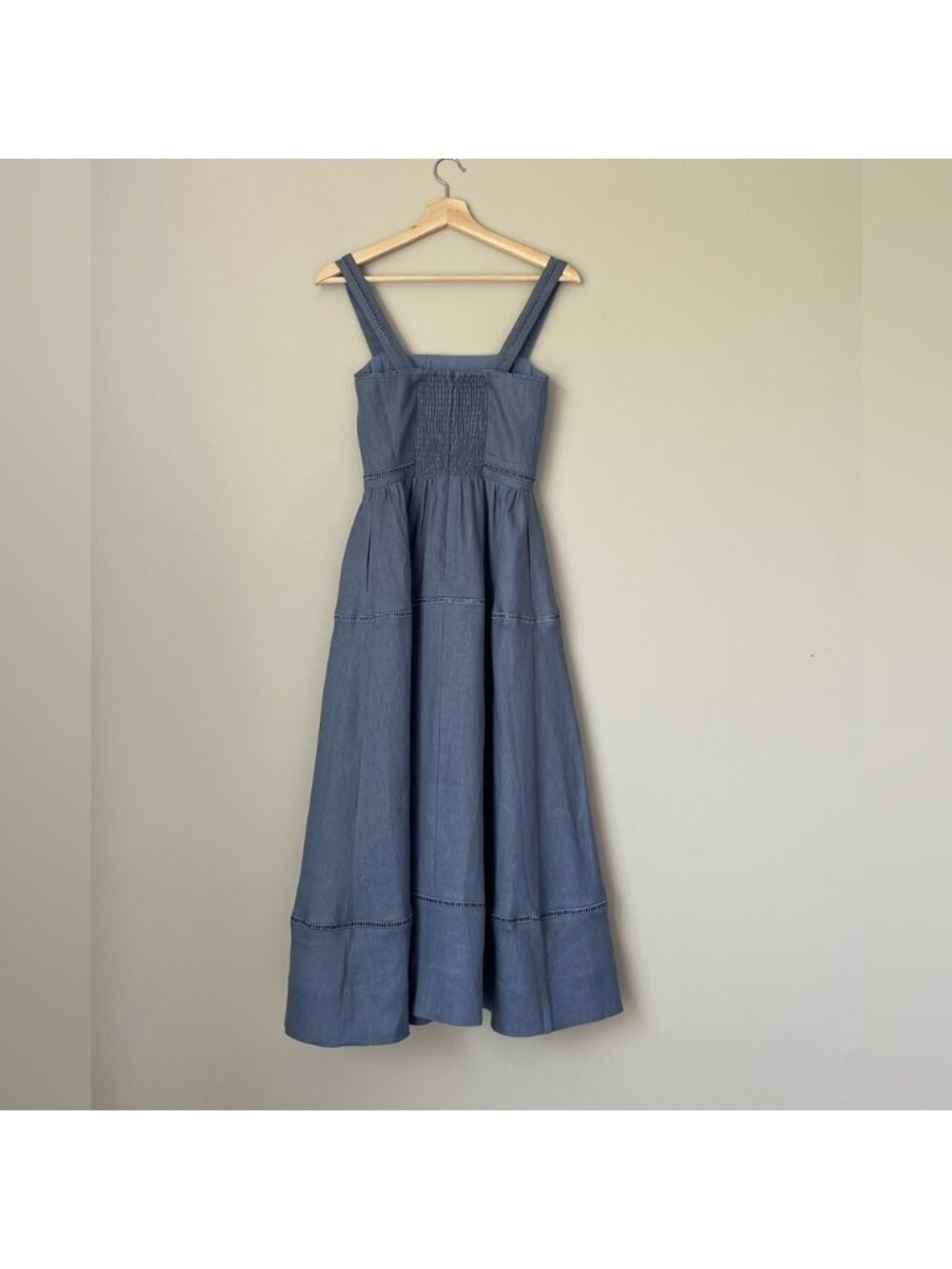 NEW Reformation Everett Linen Midi Dress Cornflower Blue | US 2 UK 6 - Picture 12 of 16